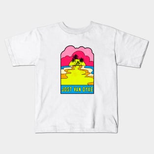 Jost Van Dyke Groovy Sunset 70's Hippie Hippy Vintage British Virgin Islands Kids T-Shirt